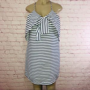 Maeve Blue and white stripe halter dress